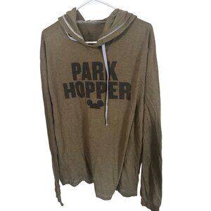 Disney Park Hopper military green long sleeve tshirt with a hood size M